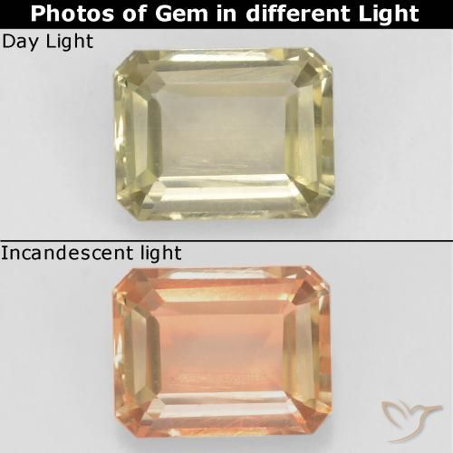 0.82ct 天然 黄色米色 变色流散, 祖母绿式切割, VS