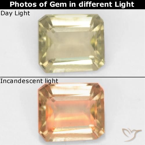0.94ct 天然 黄色米色 变色流散, 祖母绿式切割, VS