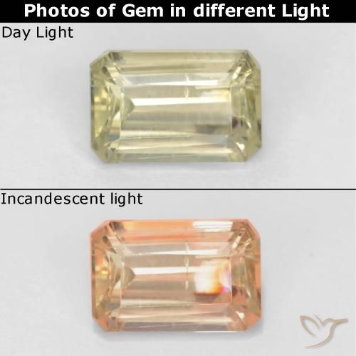 0.78ct 天然 非常淡黄色 变色流散, 祖母绿式切割, VS