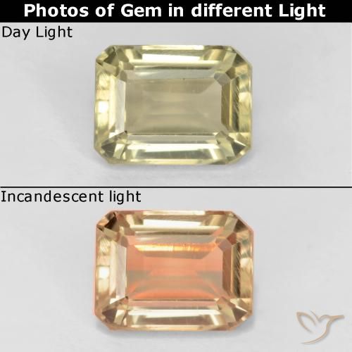 0.80ct 天然 非常淡黄色 变色流散, 祖母绿式切割, VS
