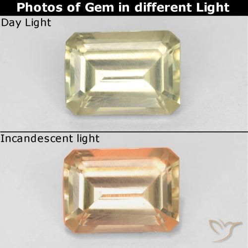 0.73ct 天然 黄色米色 变色流散, 祖母绿式切割, VS