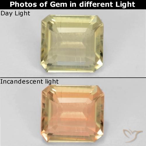 0.73ct 天然 非常淡黄色 变色流散, 祖母绿式切割, VS