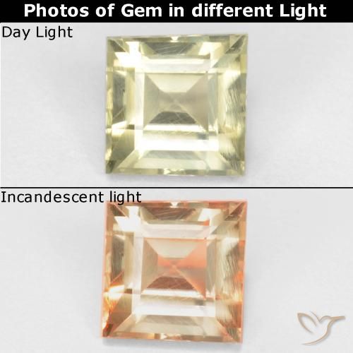 0.89ct 天然 黄色米色 变色流散, 正方形, VS