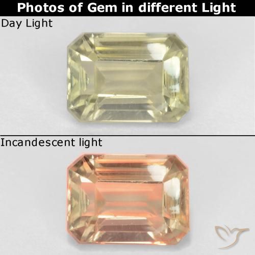 0.97ct 天然 淡黄色 变色流散, 祖母绿式切割, VS