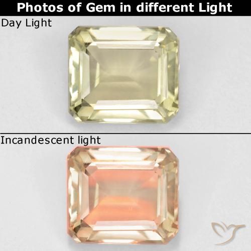 0.94ct 天然 非常淡黄色 变色流散, 祖母绿式切割, VS