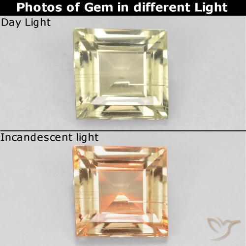0.62ct 天然 很浅的黄色 变色流散, 正方形, VS