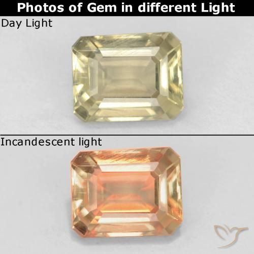 0.79ct 天然 黄色米色 变色流散, 祖母绿式切割, VS