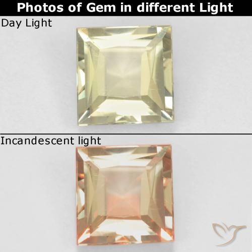 0.66ct 天然 很浅的黄色 变色流散, 正方形, VS