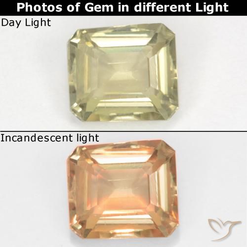 0.83ct 天然 很浅的黄色 变色流散, 祖母绿式切割, VS