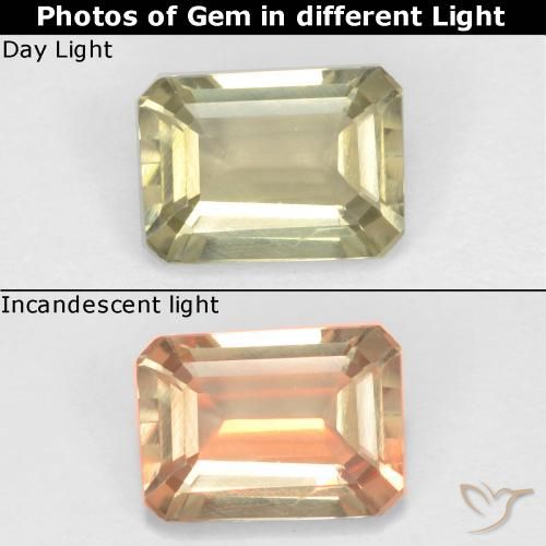 0.71ct 天然 很浅的黄色 变色流散, 祖母绿式切割, VS