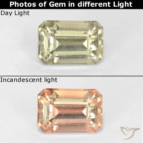 0.74ct 天然 非常淡黄色 变色流散, 祖母绿式切割, VS
