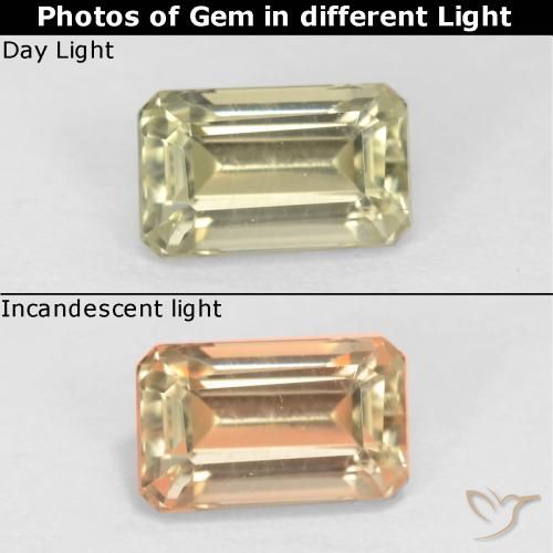 0.76ct 天然 淡黄色 变色流散, 祖母绿式切割, VS