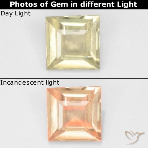 0.59ct 天然 淡黄色 变色流散, 正方形, VS