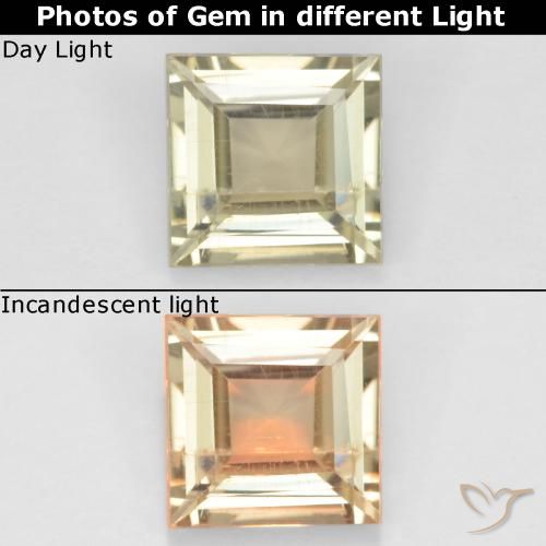 0.70ct 天然 很浅的黄色 变色流散, 正方形, VS