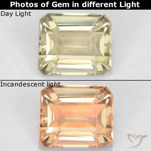1.18ct 天然 淡黄色 变色流散, 祖母绿式切割, VS