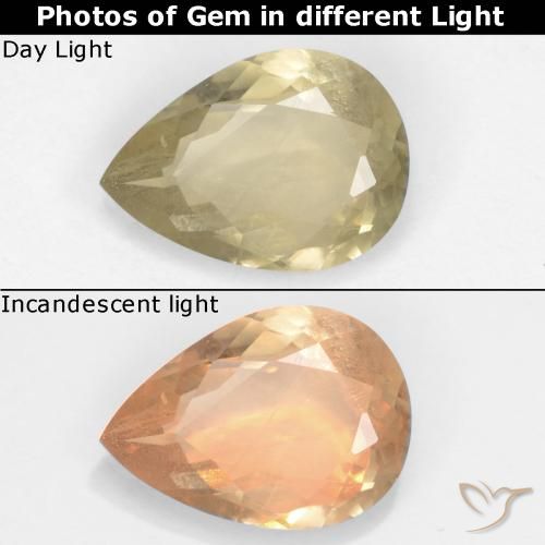 1.34ct 天然 淡黄色 变色流散, 梨形, VS