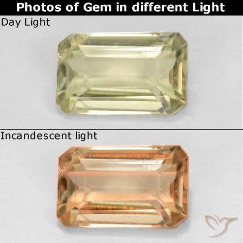 0.77ct 天然 淡黄色 变色流散, 祖母绿式切割, VS