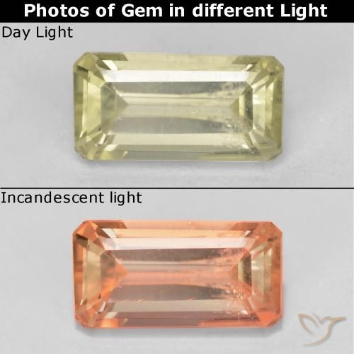 0.76ct 天然 中黄色 变色流散, 祖母绿式切割, VS
