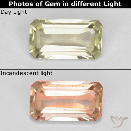 0.55ct 天然 黄色米色 变色流散, 祖母绿式切割, VS