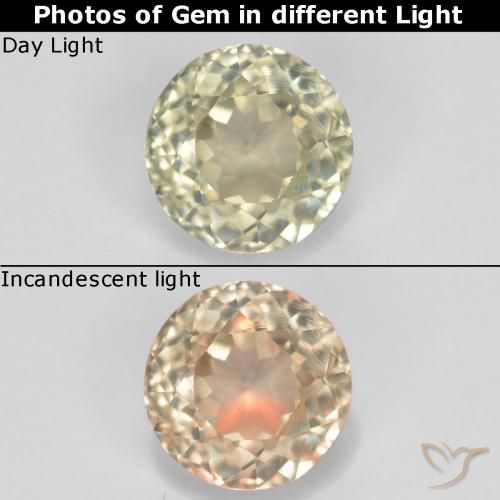 0.74ct 天然 淡黄色 变色流散, 圆形的, VS