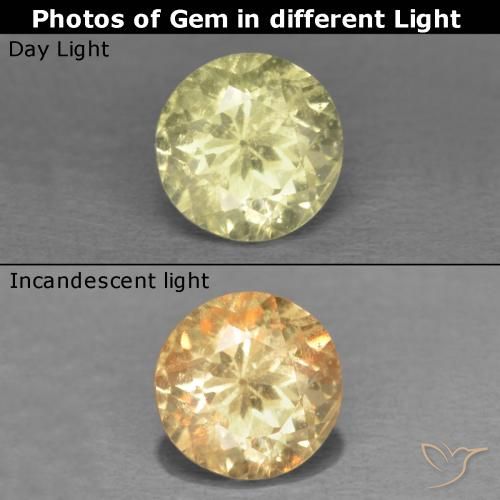 0.48ct 天然 淡黄色 变色流散, 圆形的, VS