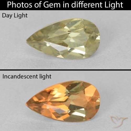0.76ct 天然 中黄色 变色流散, 梨形, VVS