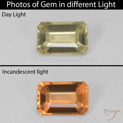 0.93ct 天然 淡黄色 变色流散, 祖母绿式切割, VVS