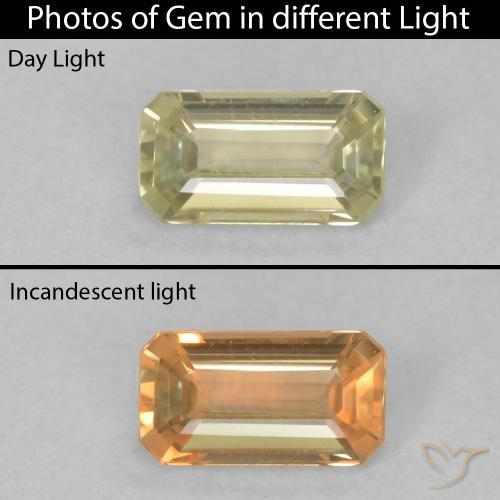 0.29ct 天然 淡黄色 变色流散, 祖母绿式切割, VVS