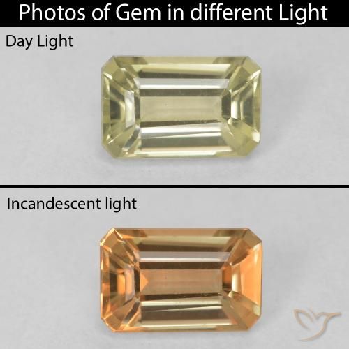 0.79ct 天然 淡黄色 变色流散, 祖母绿式切割, VVS