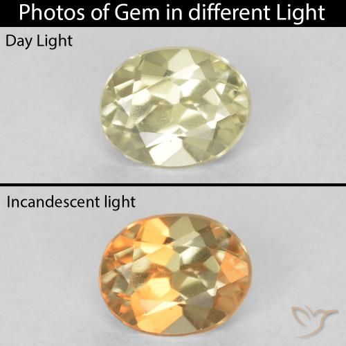 0.44ct 天然 淡黄色 变色流散, 椭圆形, VVS