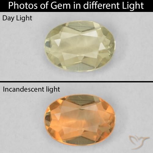0.33ct 天然 淡黄色 变色流散, 椭圆形, VVS