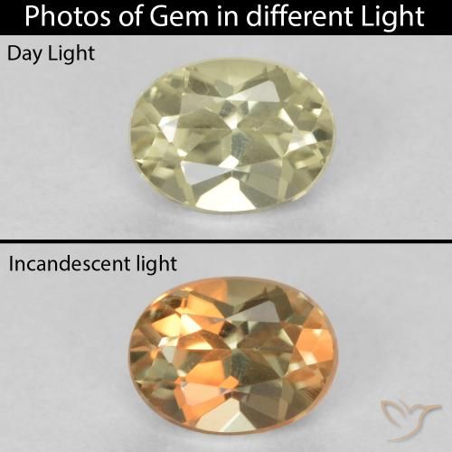 0.47ct 天然 淡黄色 变色流散, 椭圆形, VVS