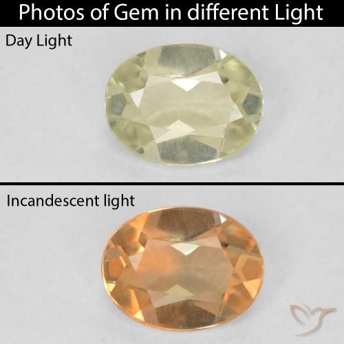 0.36ct 天然 淡黄色 变色流散, 椭圆形, VVS