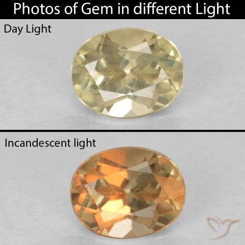 0.53ct 天然 淡黄色 变色流散, 椭圆形, VVS