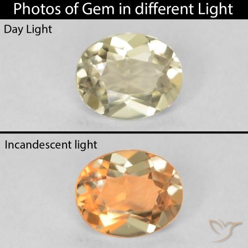0.47ct 天然 淡黄色 变色流散, 椭圆形, VVS
