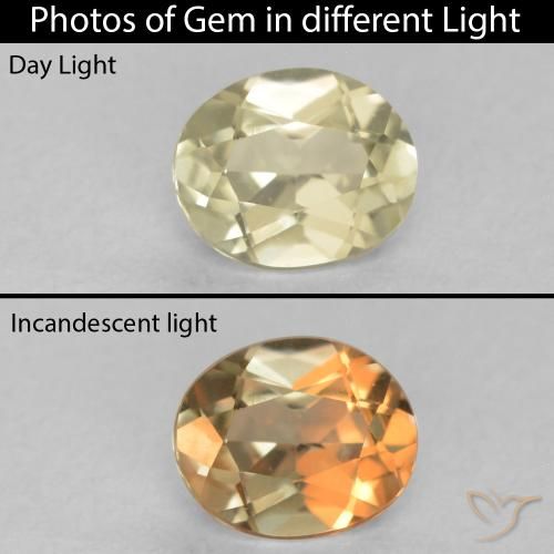 0.43ct 天然 淡黄色 变色流散, 椭圆形, VVS