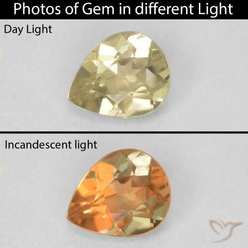 0.60ct 天然 淡黄色 变色流散, 梨形, VS
