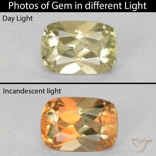 0.89ct 天然 淡黄色 变色流散, 软垫, VVS