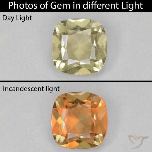 1.36ct 天然 淡黄色 变色流散, 软垫, VVS