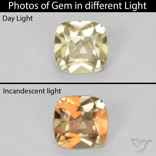 0.67ct 天然 淡黄色 变色流散, 软垫, VVS