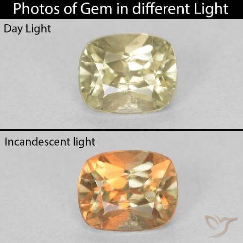 0.74ct 天然 淡黄色 变色流散, 软垫, VS, Photo A
