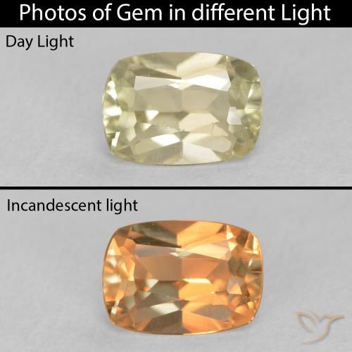 0.85ct 天然 淡黄色 变色流散, 软垫, VS