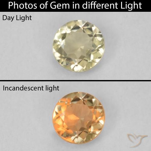0.21ct 天然 淡黄色 变色流散, 圆形的, VVS-VS