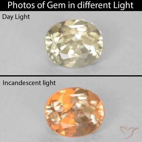 0.33ct 天然 黄色米色 变色流散, 椭圆形, VS