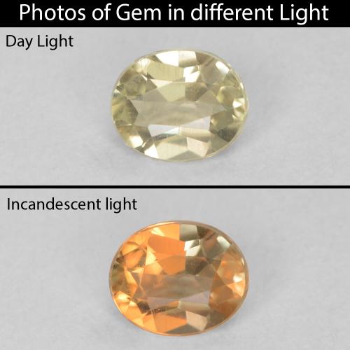 0.29ct 天然 很浅的黄色 变色流散, 椭圆形, VS
