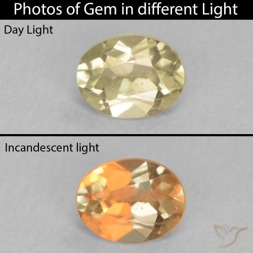 0.36ct 天然 淡黄色 变色流散, 椭圆形, VS