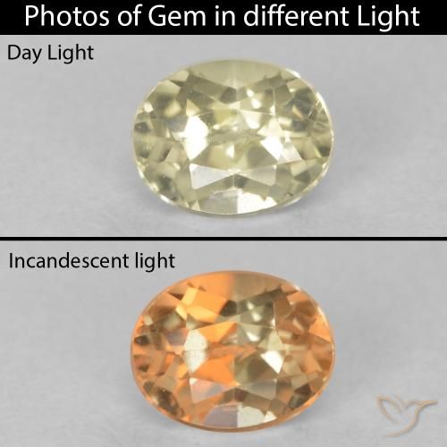 0.40ct 天然 淡黄色 变色流散, 椭圆形, VS