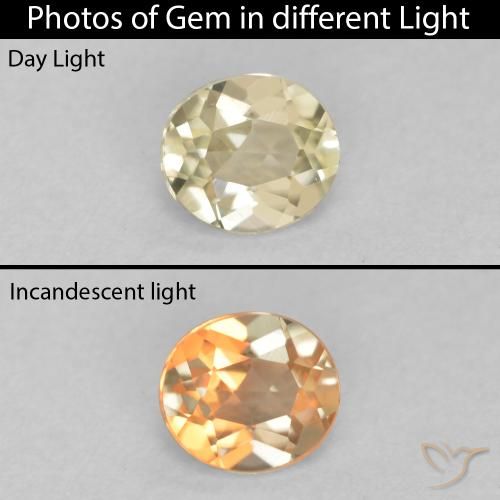 0.34ct 天然 淡黄色 变色流散, 椭圆形, VVS-VS