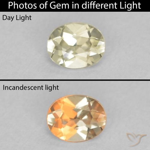 0.32ct 天然 很浅的黄色 变色流散, 椭圆形, VVS-VS