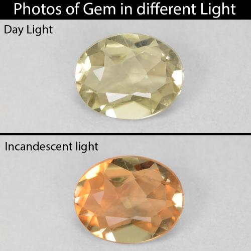 0.38ct 天然 淡黄色 变色流散, 椭圆形, VVS-VS